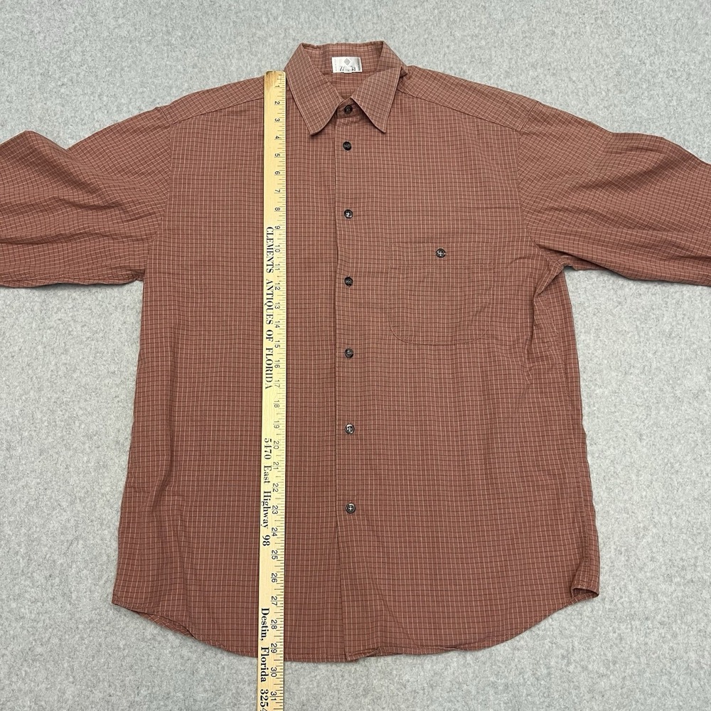 Zanella Shirt Men's Large Red Windowpane Check Career Office Quiet Luxury Italy - Picture 8 of 9